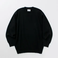 YONETOMI NEW BASIC Knits^/ Rigid Cashmere Knit Pullover Garment Dyed black