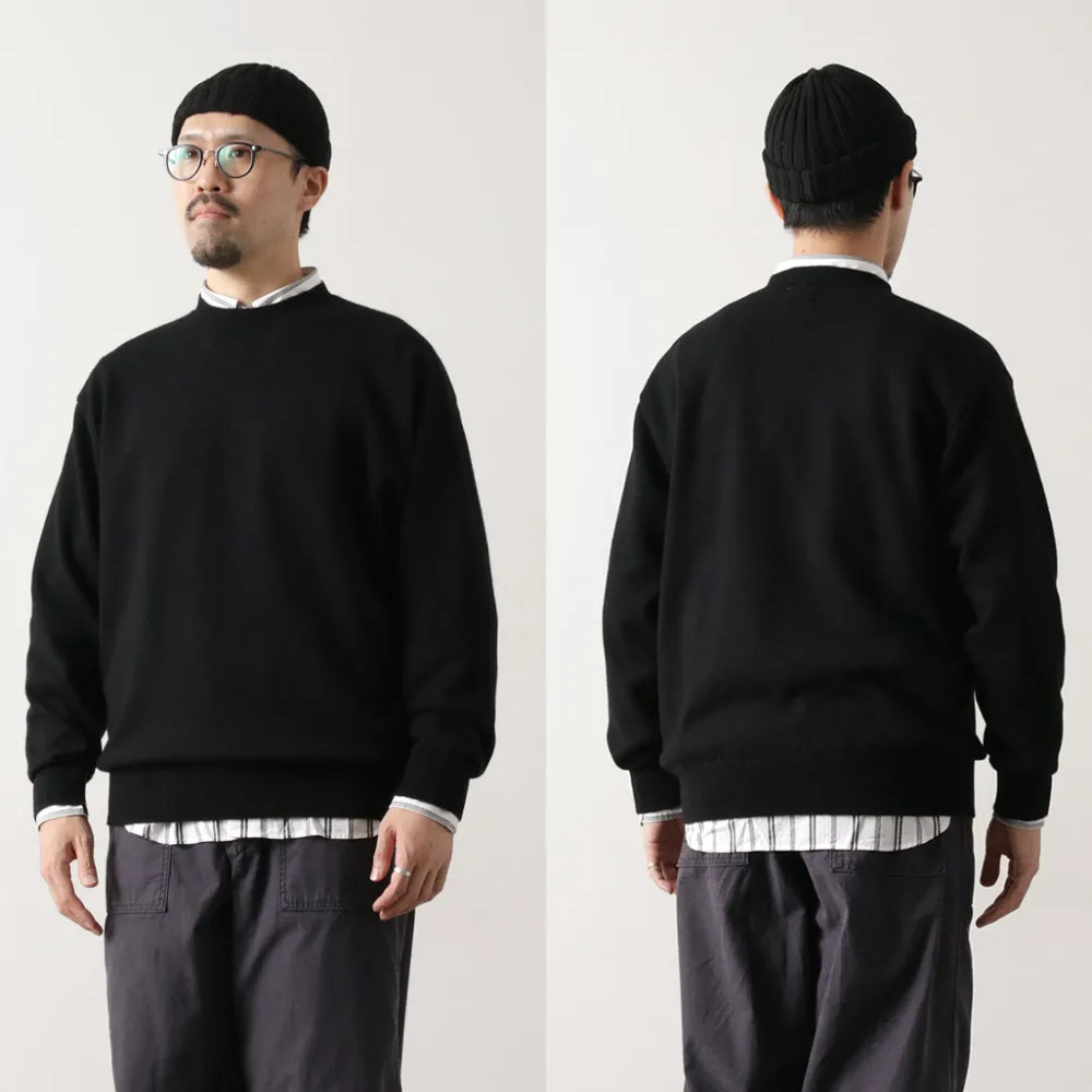 YONETOMI NEW BASIC Knits^/ Rigid Cashmere Knit Pullover Garment Dyed black