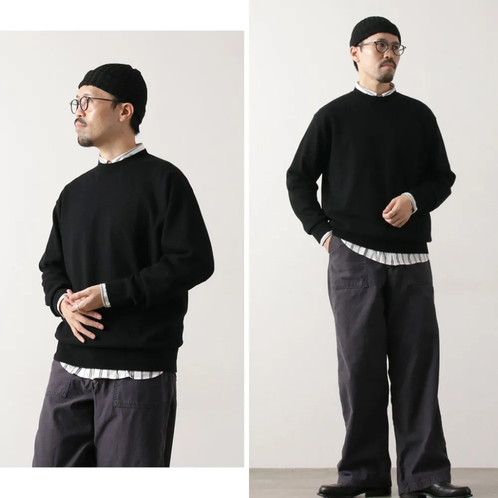 YONETOMI NEW BASIC Knits^/ Rigid Cashmere Knit Pullover Garment Dyed black