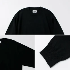 YONETOMI NEW BASIC Knits^/ Rigid Cashmere Knit Pullover Garment Dyed black