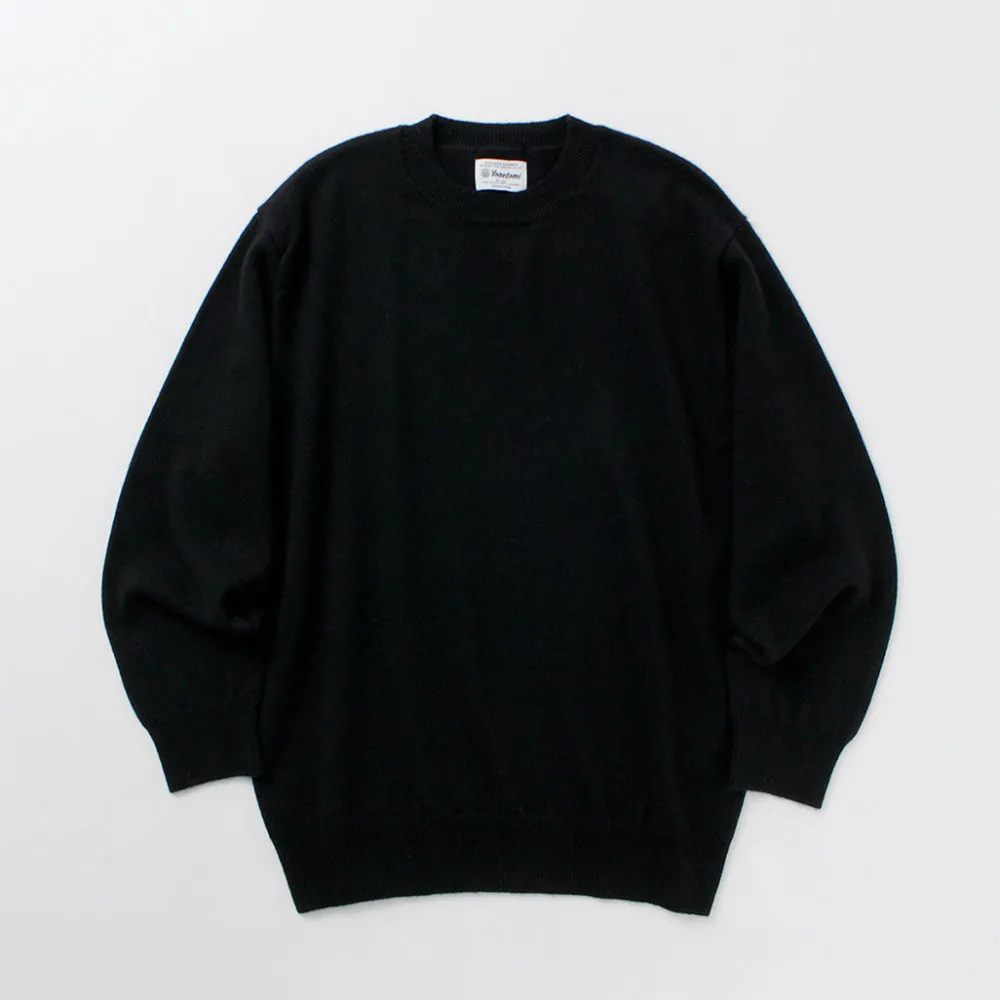 YONETOMI NEW BASIC Knits^/ Rigid Cashmere Knit Pullover Garment Dyed black