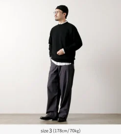 YONETOMI NEW BASIC Knits^/ Rigid Cashmere Knit Pullover Garment Dyed black