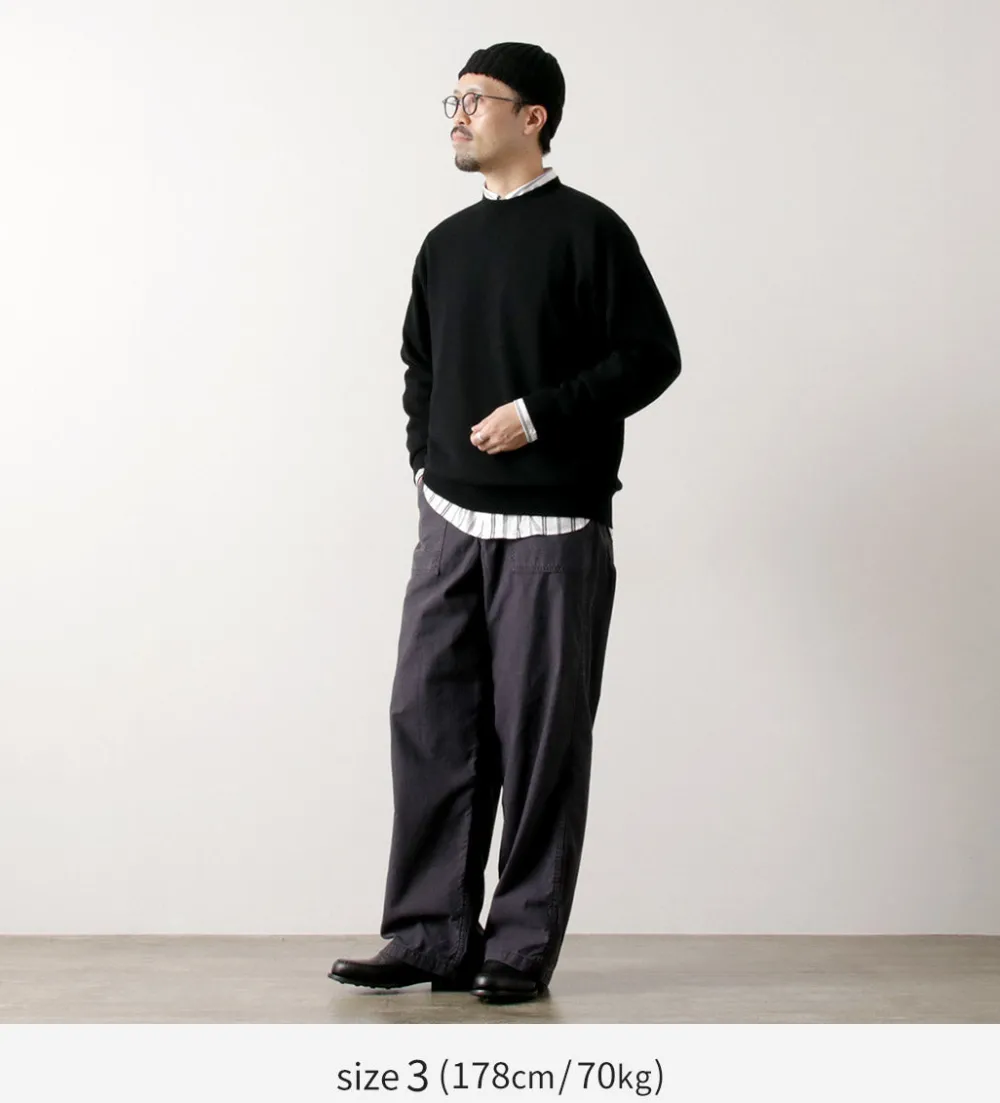 YONETOMI NEW BASIC Knits^/ Rigid Cashmere Knit Pullover Garment Dyed black