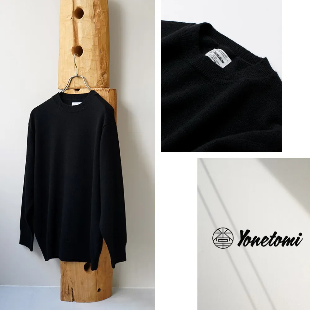 YONETOMI NEW BASIC Knits^/ Rigid Cashmere Knit Pullover Garment Dyed black