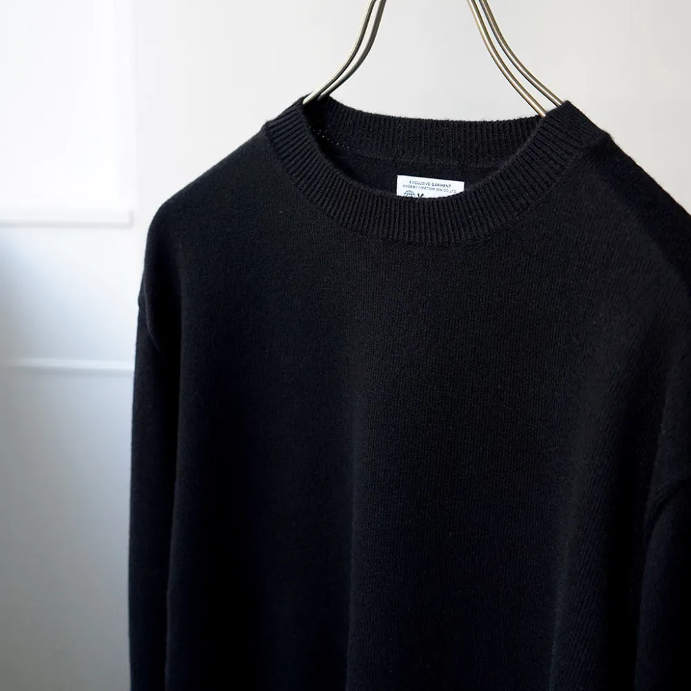 YONETOMI NEW BASIC Knits^/ Rigid Cashmere Knit Pullover Garment Dyed black
