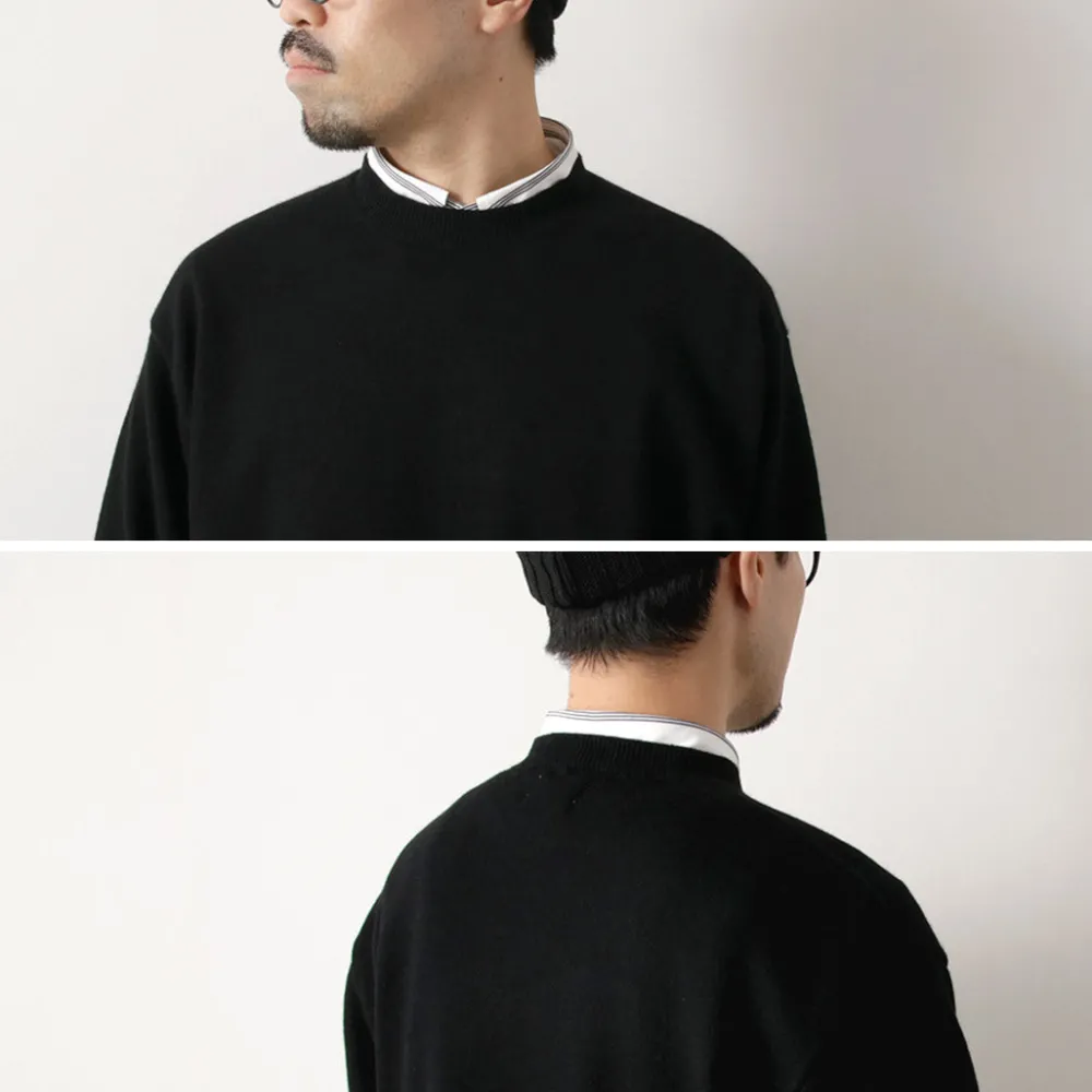 YONETOMI NEW BASIC Knits^/ Rigid Cashmere Knit Pullover Garment Dyed black