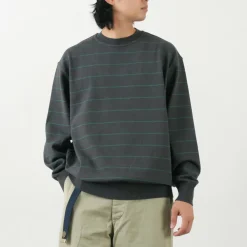 YONETOMI NEW BASIC Knits^/ Wave Cotton Knit Pullover Striped
