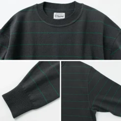 YONETOMI NEW BASIC Knits^/ Wave Cotton Knit Pullover Striped